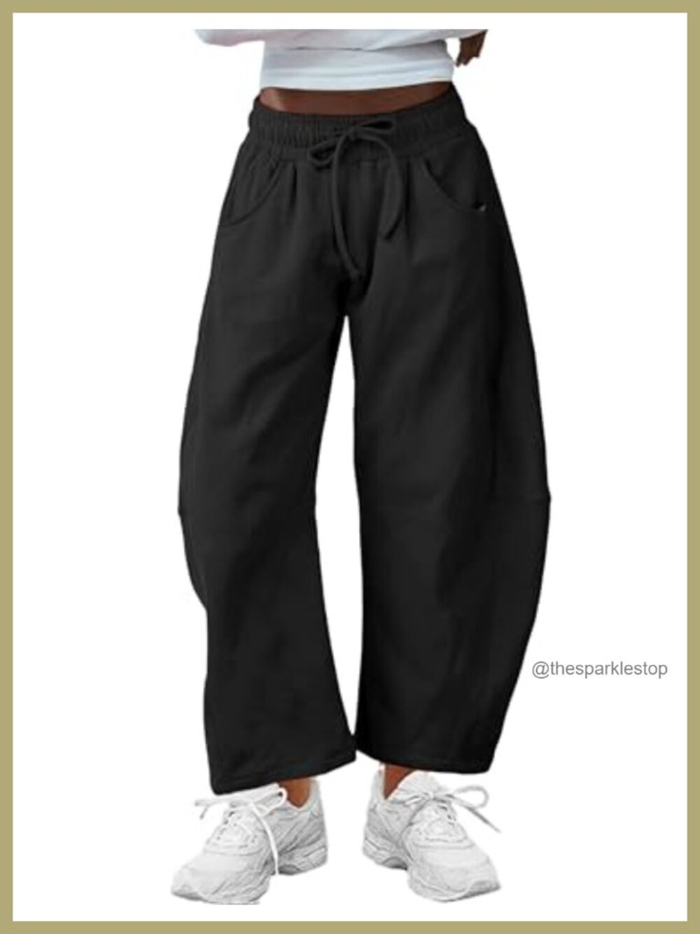 High Rise Barrel Leg Wide Leg Sweatpants with Pockets Casual Loose